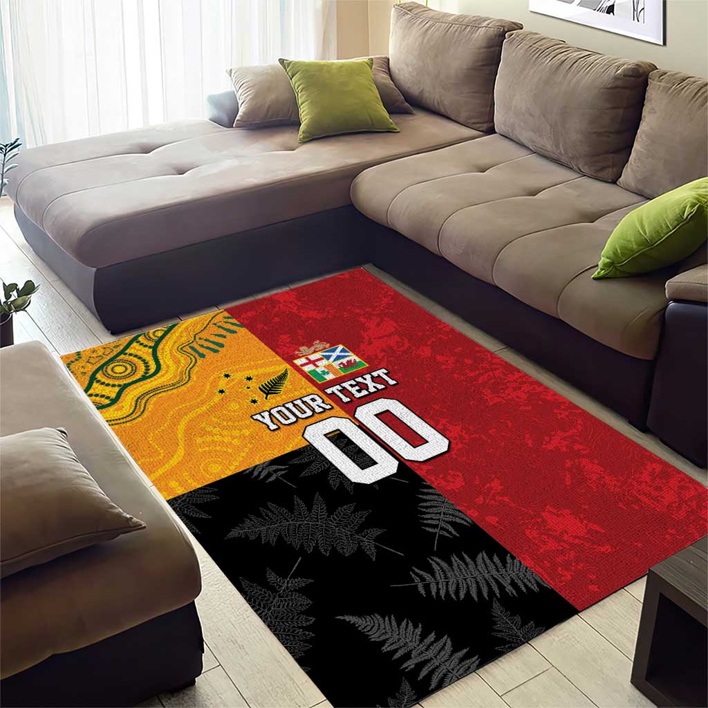 Custom British Lions-AUNZ Area Rug Australia-New Zealand Indigenous Motif