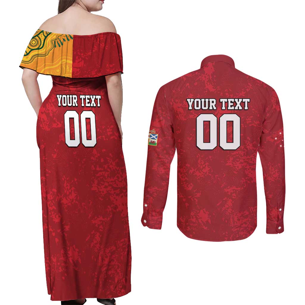 Custom British Lions-AUNZ Couples Matching Off Shoulder Maxi Dress and Long Sleeve Button Shirt Australia-New Zealand Indigenous Motif LT9 - Polynesian Pride