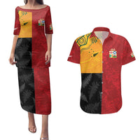 Custom British Lions-AUNZ Couples Matching Puletasi and Hawaiian Shirt Australia-New Zealand Indigenous Motif LT9 Red - Polynesian Pride