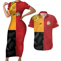 Custom British Lions-AUNZ Couples Matching Short Sleeve Bodycon Dress and Hawaiian Shirt Australia-New Zealand Indigenous Motif LT9 Red - Polynesian Pride
