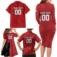 Custom British Lions-AUNZ Family Matching Long Sleeve Bodycon Dress and Hawaiian Shirt Australia-New Zealand Indigenous Motif LT9 - Polynesian Pride