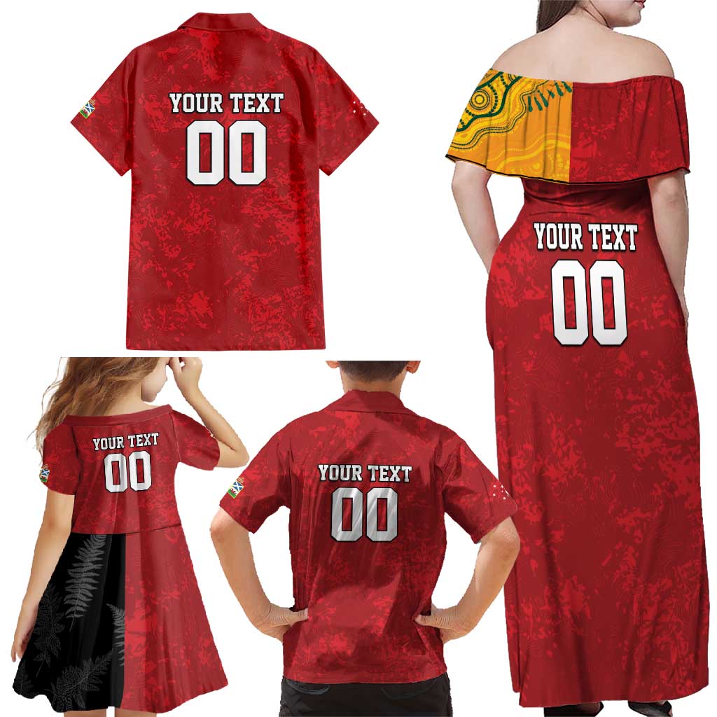 Custom British Lions-AUNZ Family Matching Off Shoulder Maxi Dress and Hawaiian Shirt Australia-New Zealand Indigenous Motif LT9 - Polynesian Pride