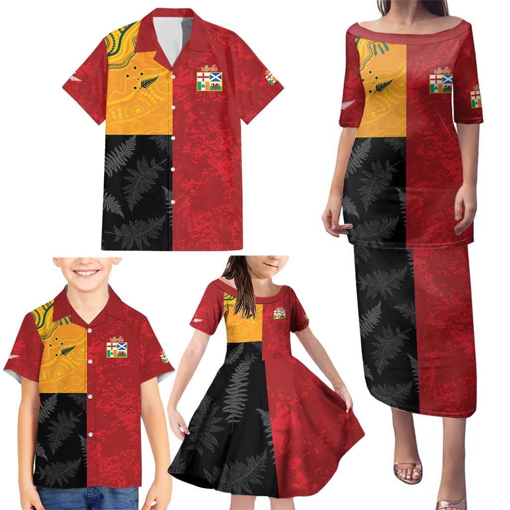 Custom British Lions-AUNZ Family Matching Puletasi and Hawaiian Shirt Australia-New Zealand Indigenous Motif LT9 - Polynesian Pride