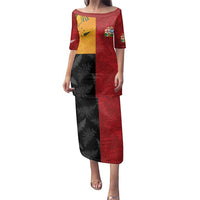 Custom British Lions-AUNZ Family Matching Puletasi and Hawaiian Shirt Australia-New Zealand Indigenous Motif LT9 Mom's Dress Red - Polynesian Pride