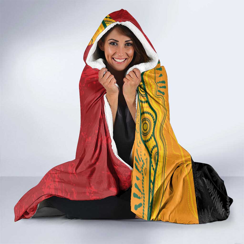 Custom British Lions-AUNZ Hooded Blanket Australia-New Zealand Indigenous Motif