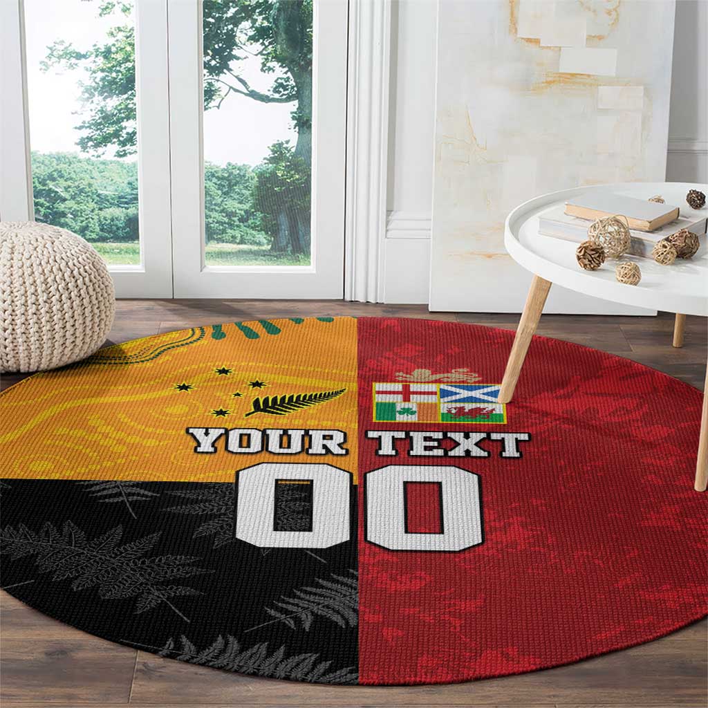 Custom British Lions-AUNZ Round Carpet Australia-New Zealand Indigenous Motif