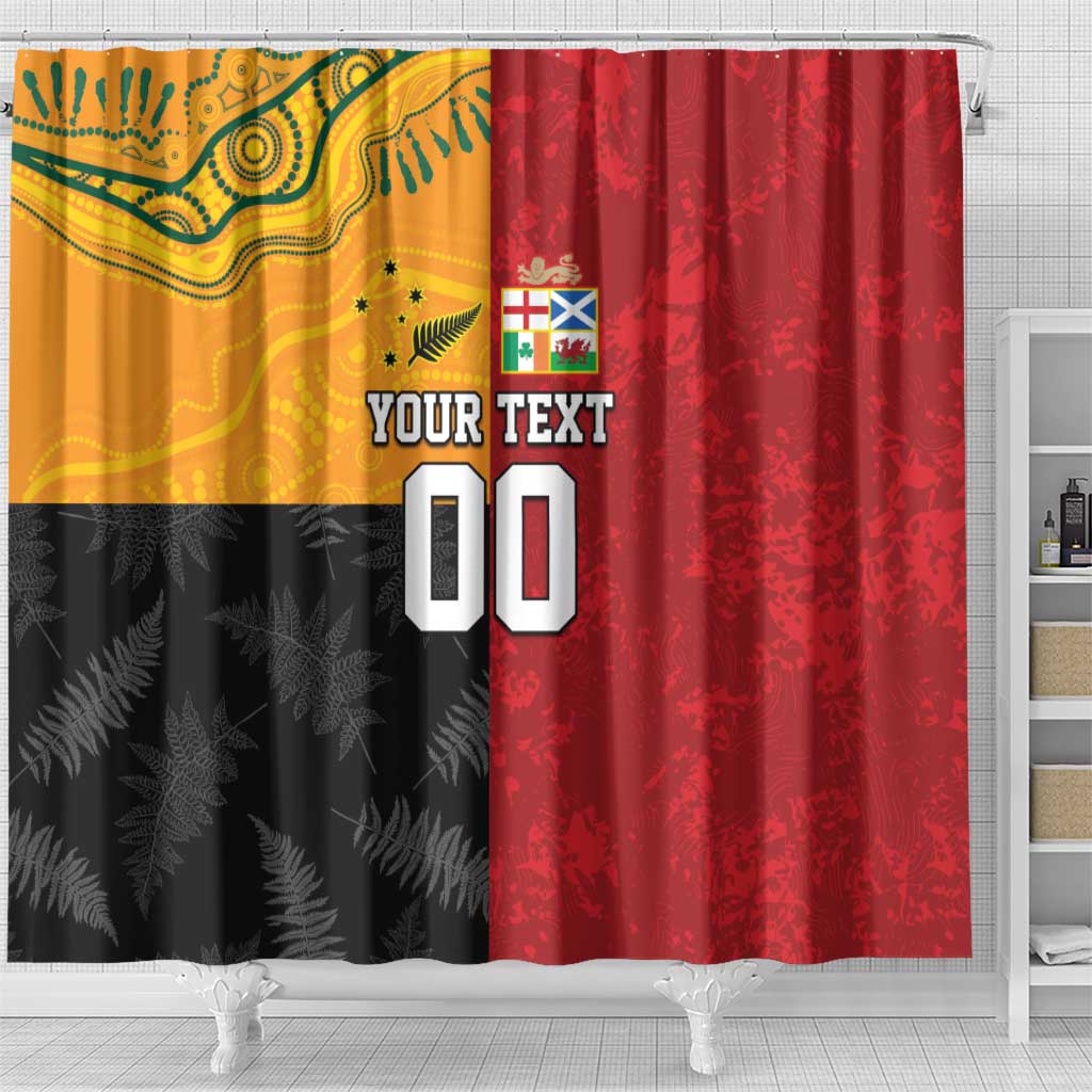Custom British Lions-AUNZ Shower Curtain Australia-New Zealand Indigenous Motif