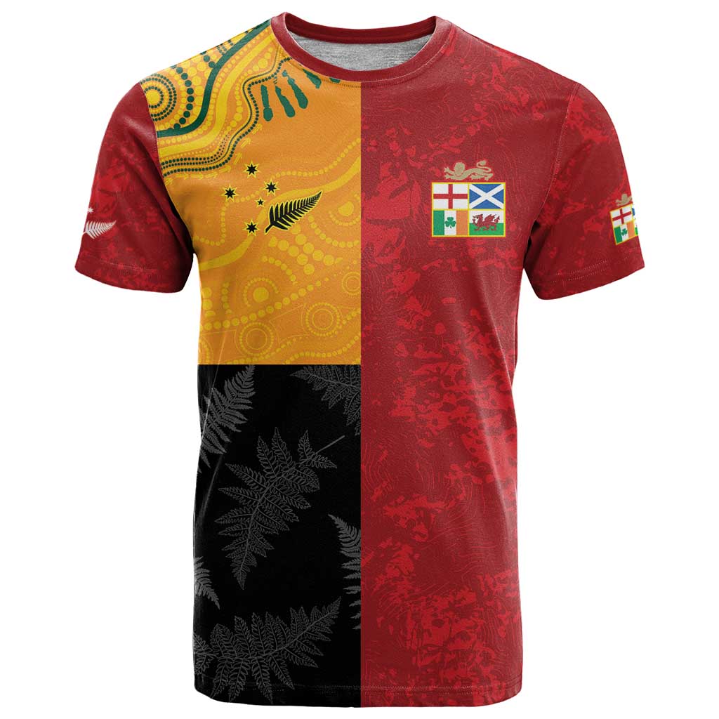 Custom British Lions-AUNZ T Shirt Australia-New Zealand Indigenous Motif