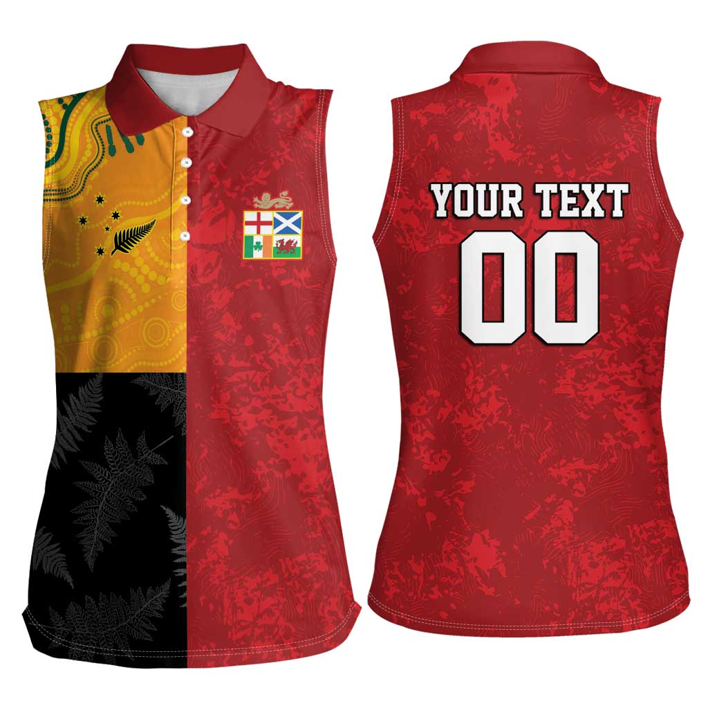 Custom British Lions-AUNZ Women Sleeveless Polo Shirt Australia-New Zealand Indigenous Motif