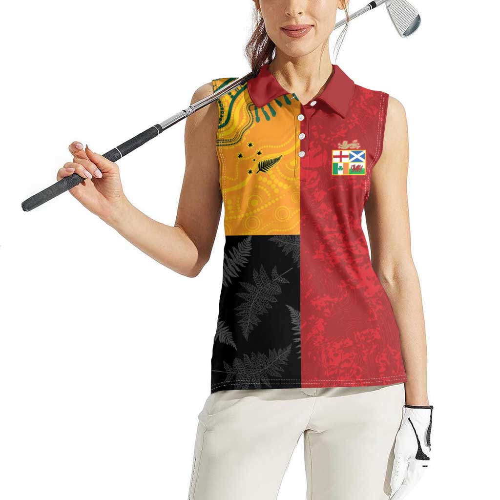 Custom British Lions-AUNZ Women Sleeveless Polo Shirt Australia-New Zealand Indigenous Motif