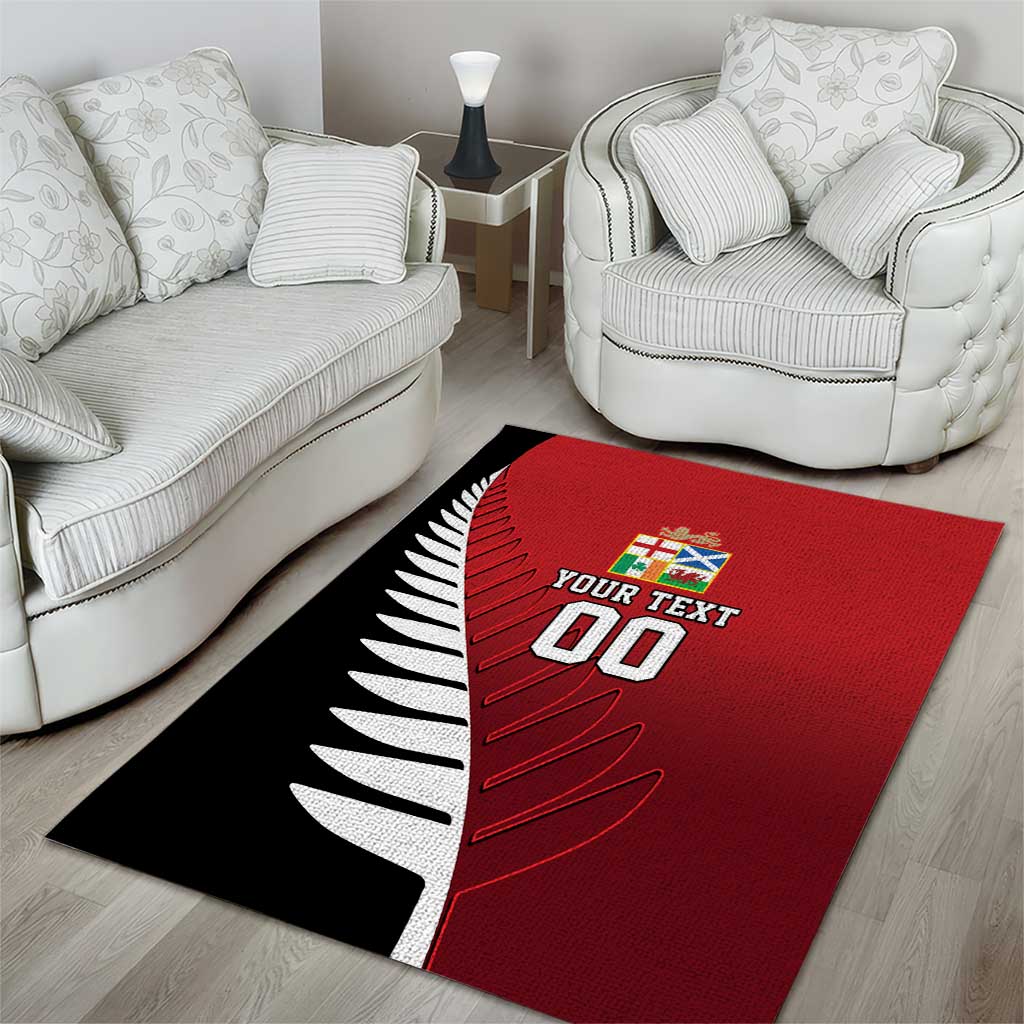 Custom British Lions New Zealand Area Rug Half Black Fern