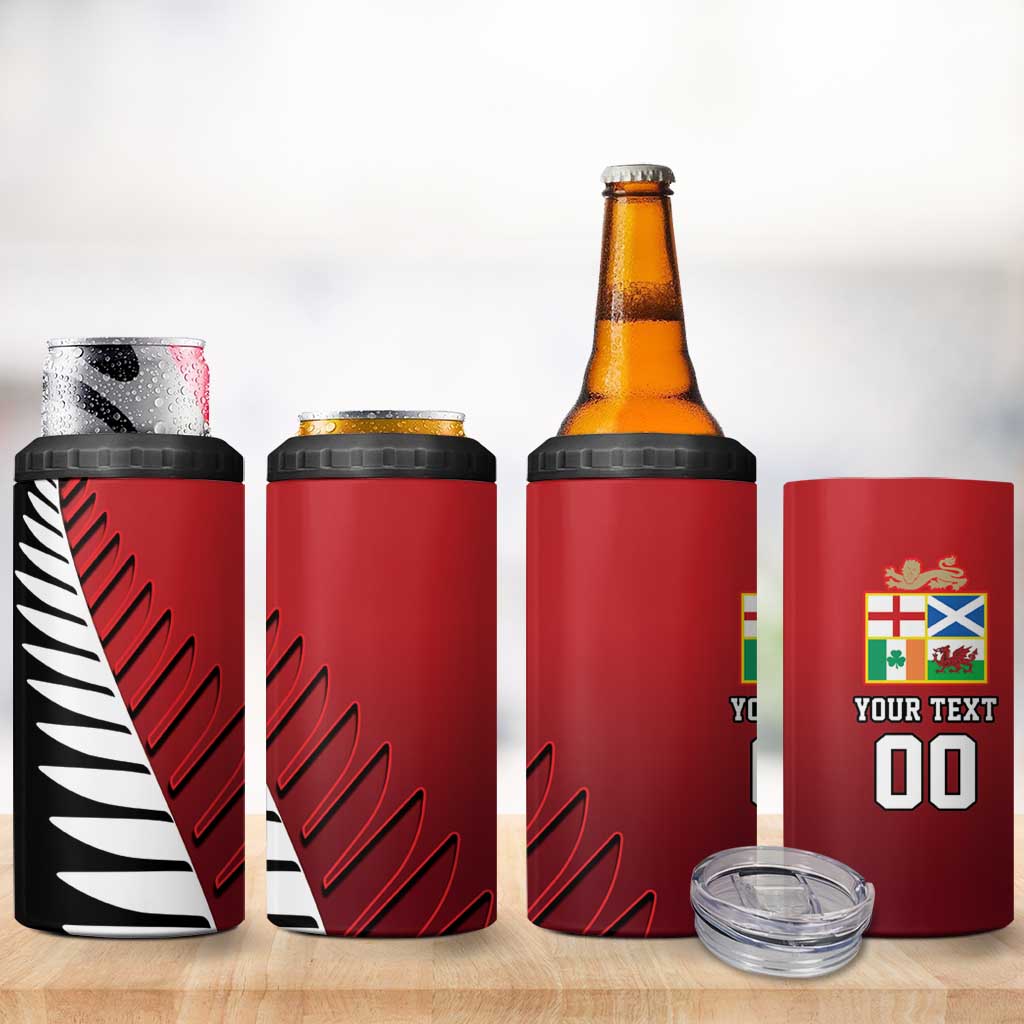 Custom British Lions New Zealand 4 in 1 Can Cooler Tumbler Half Black Fern