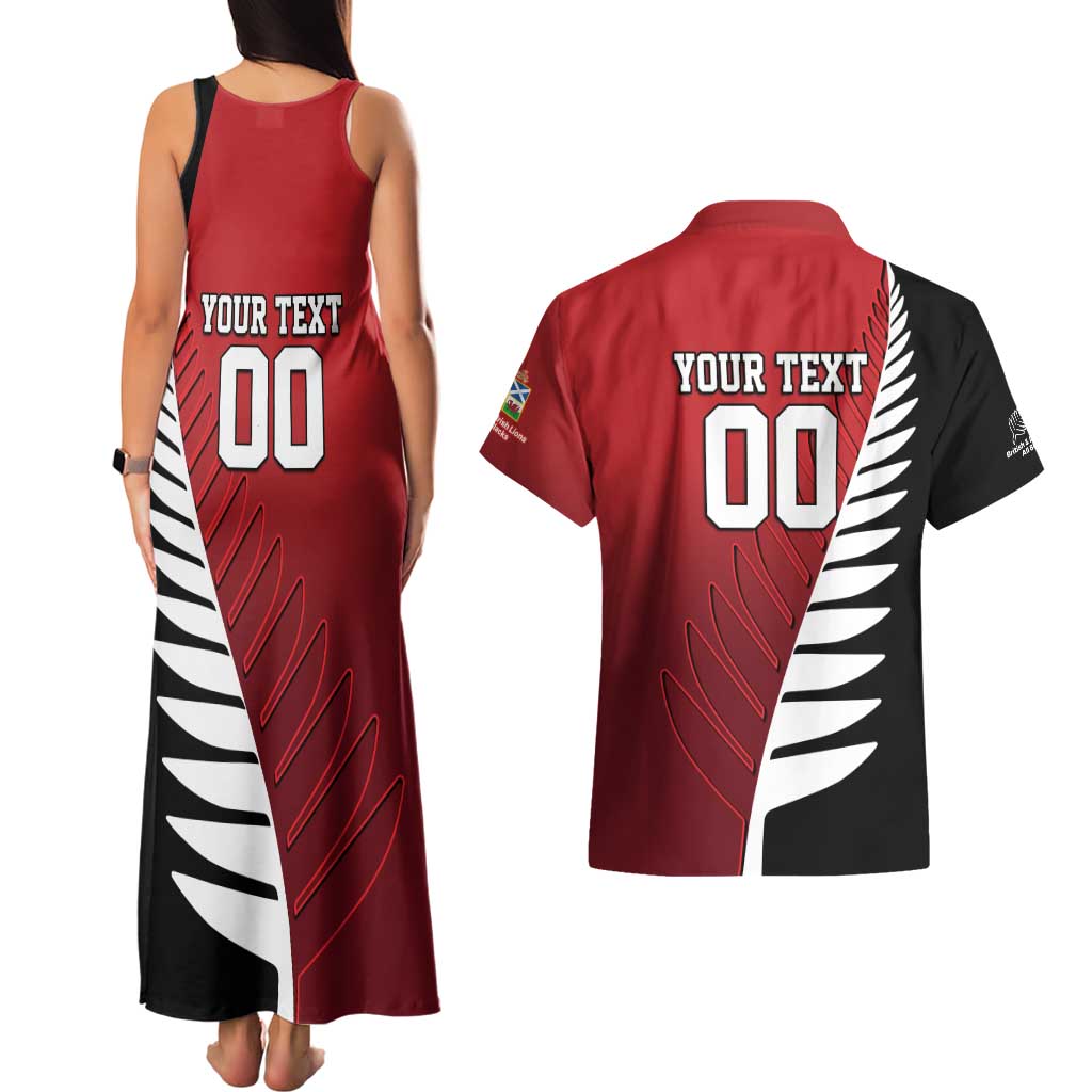 Custom British Lions New Zealand Couples Matching Tank Maxi Dress and Hawaiian Shirt Half Black Fern LT9 - Polynesian Pride