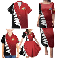 Custom British Lions New Zealand Family Matching Puletasi and Hawaiian Shirt Half Black Fern LT9 - Polynesian Pride
