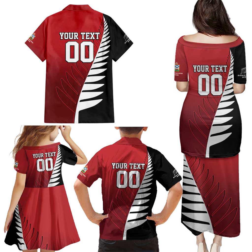 Custom British Lions New Zealand Family Matching Puletasi and Hawaiian Shirt Half Black Fern LT9 - Polynesian Pride
