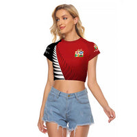 Custom British Lions New Zealand Raglan Cropped T Shirt Half Black Fern
