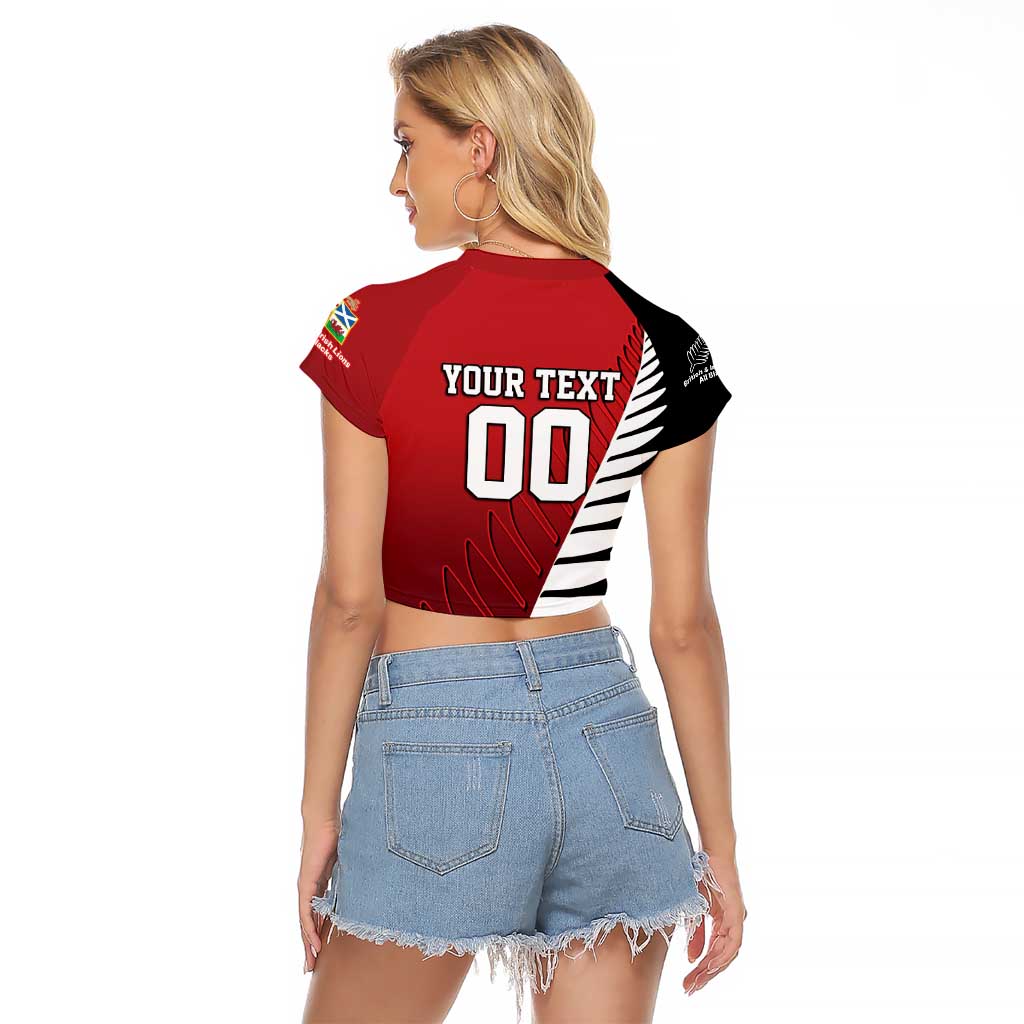 Custom British Lions New Zealand Raglan Cropped T Shirt Half Black Fern