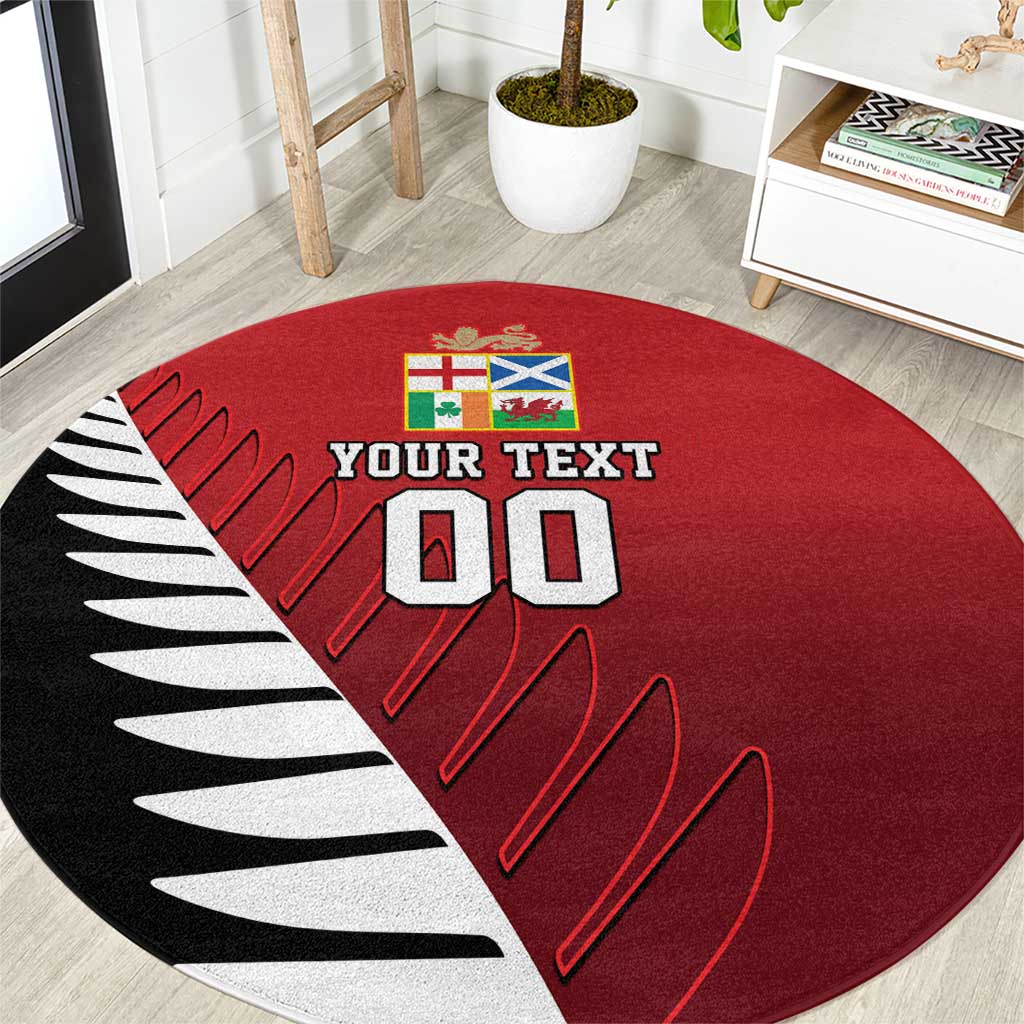 Custom British Lions New Zealand Round Carpet Half Black Fern