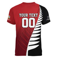 Custom British Lions New Zealand Women V-Neck T-Shirt Half Black Fern