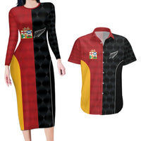 Custom British Lions New Zealand Couples Matching Long Sleeve Bodycon Dress and Hawaiian Shirt Sporty Style LT9 Black - Polynesian Pride