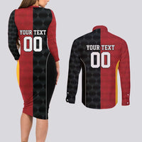 Custom British Lions New Zealand Couples Matching Long Sleeve Bodycon Dress and Long Sleeve Button Shirt Sporty Style LT9 - Polynesian Pride