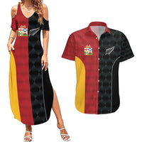 Custom British Lions New Zealand Couples Matching Summer Maxi Dress and Hawaiian Shirt Sporty Style LT9 Black - Polynesian Pride