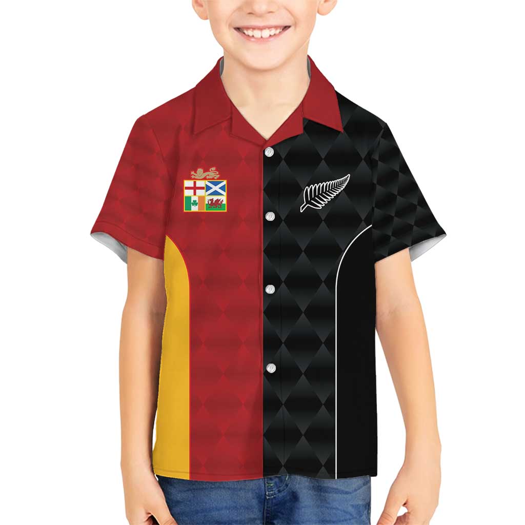 Custom British Lions New Zealand Family Matching Puletasi and Hawaiian Shirt Sporty Style LT9 Son's Shirt Black - Polynesian Pride