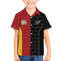 Custom British Lions New Zealand Family Matching Short Sleeve Bodycon Dress and Hawaiian Shirt Sporty Style LT9 Son's Shirt Black - Polynesian Pride