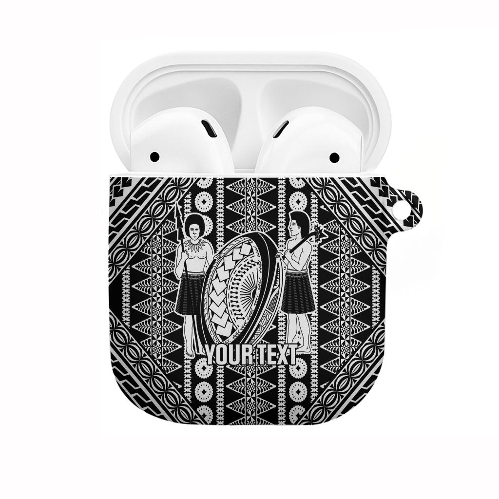 Fiji Custom Rugby National Heritage AirPods Case Black Traditional Masi Inspired