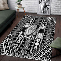 Fiji Custom Rugby National Heritage Area Rug Black Traditional Masi Inspired