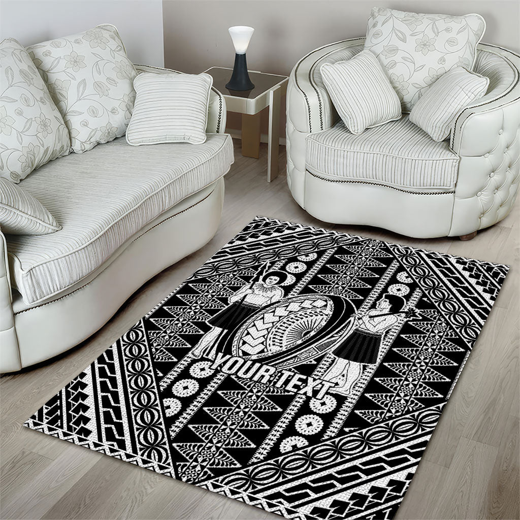 Fiji Custom Rugby National Heritage Area Rug Black Traditional Masi Inspired