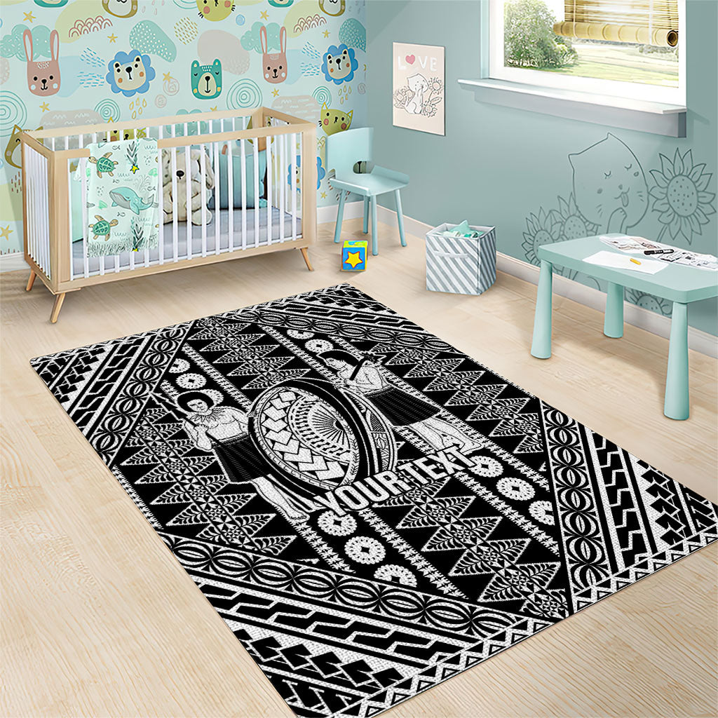 Fiji Custom Rugby National Heritage Area Rug Black Traditional Masi Inspired