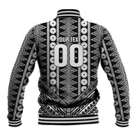 Fiji Custom Rugby National Heritage Baseball Jacket Black Traditional Masi Inspired