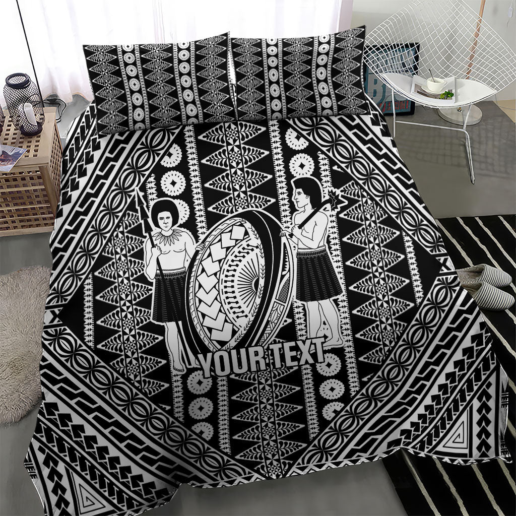 Fiji Custom Rugby National Heritage Bedding Set Black Traditional Masi Inspired