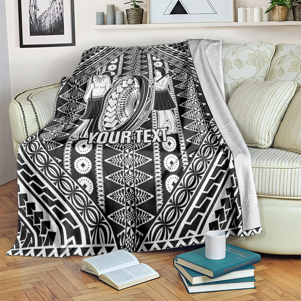Fiji Custom Rugby National Heritage Blanket Black Traditional Masi Inspired LT9 Black - Polynesian Pride