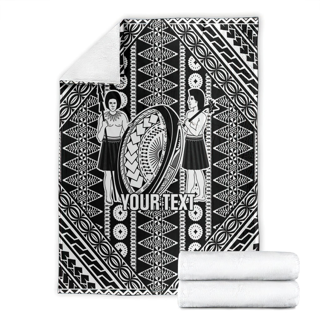 Fiji Custom Rugby National Heritage Blanket Black Traditional Masi Inspired