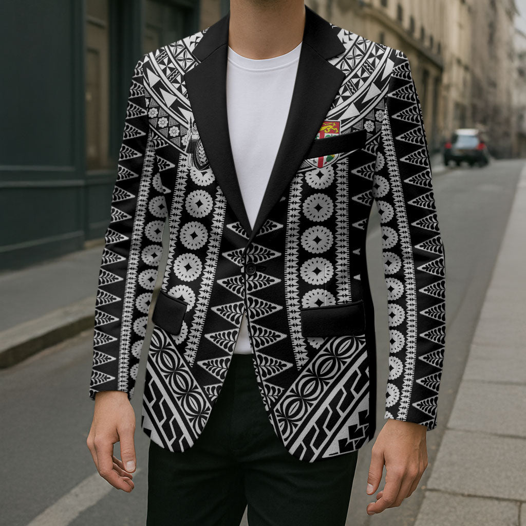 Fiji Custom Rugby National Heritage Blazer Black Traditional Masi Inspired