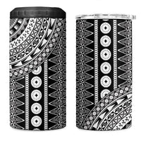 Fiji Custom Rugby National Heritage 4 in 1 Can Cooler Tumbler Black Traditional Masi Inspired