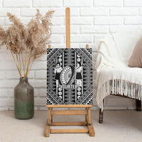Fiji Custom Rugby National Heritage Canvas Wall Art Black Traditional Masi Inspired