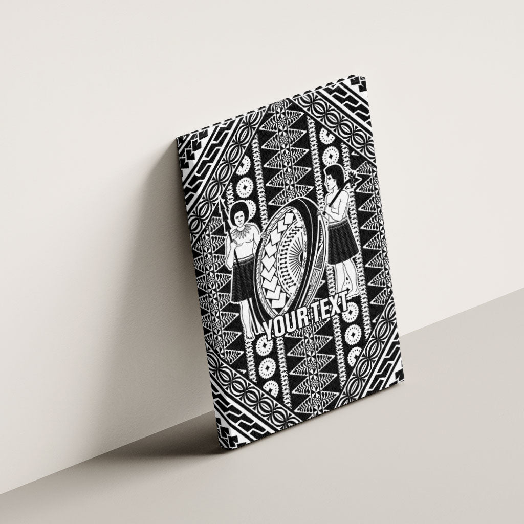 Fiji Custom Rugby National Heritage Canvas Wall Art Black Traditional Masi Inspired