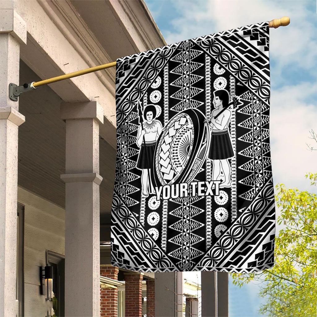 Fiji Custom Rugby National Heritage Garden Flag Black Traditional Masi Inspired