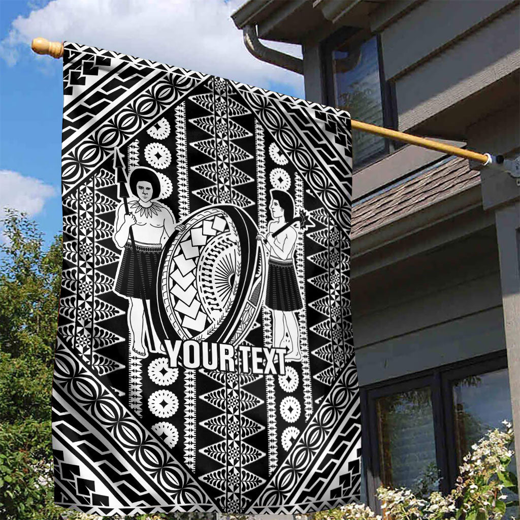 Fiji Custom Rugby National Heritage Garden Flag Black Traditional Masi Inspired