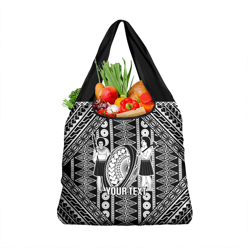 Fiji Custom Rugby National Heritage Grocery Bag Black Traditional Masi Inspired