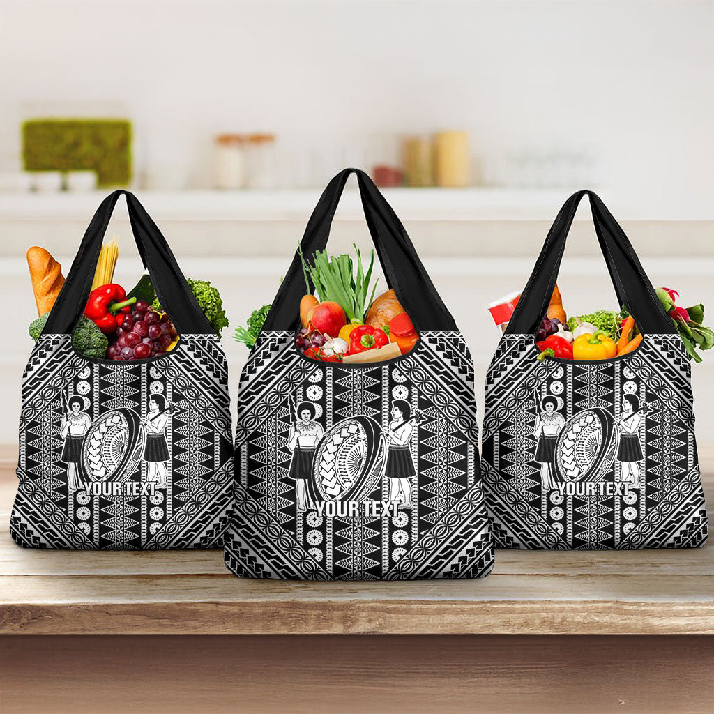 Fiji Custom Rugby National Heritage Grocery Bag Black Traditional Masi Inspired