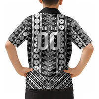 Fiji Custom Rugby National Heritage Kid Hawaiian Shirt Black Traditional Masi Inspired