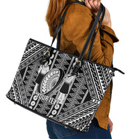 Fiji Custom Rugby National Heritage Leather Tote Bag Black Traditional Masi Inspired
