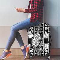 Fiji Custom Rugby National Heritage Luggage Cover Black Traditional Masi Inspired