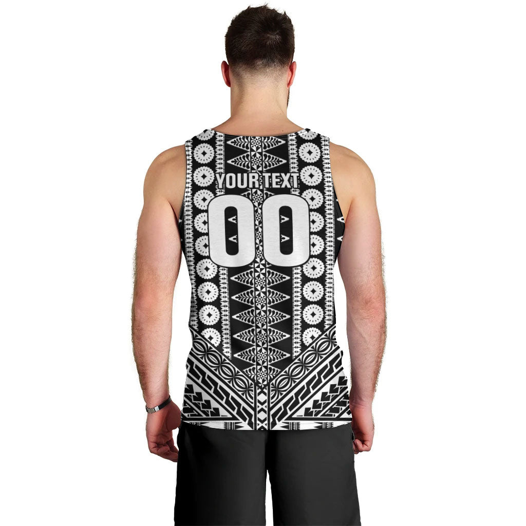 Fiji Custom Rugby National Heritage Men Tank Top Black Traditional Masi Inspired