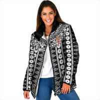 Fiji Custom Rugby National Heritage Padded Jacket Black Traditional Masi Inspired