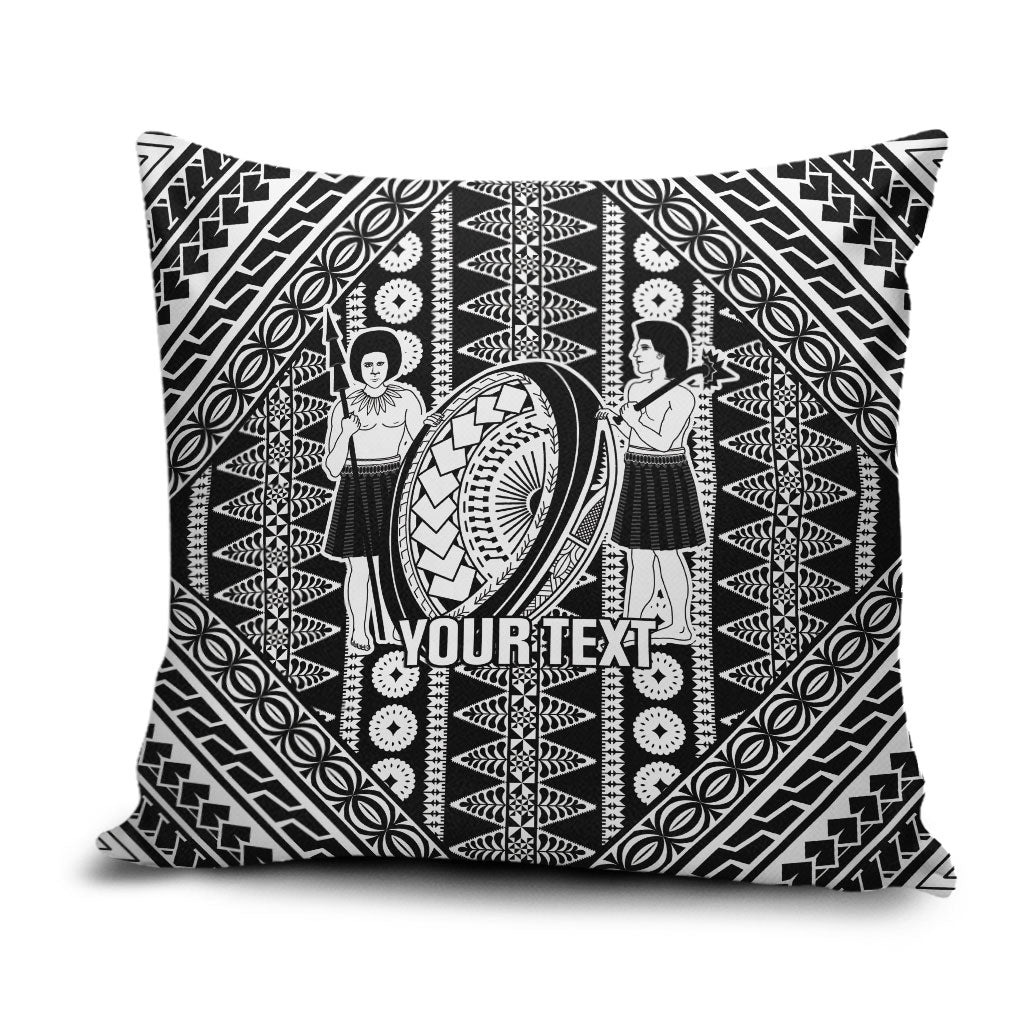 Fiji Custom Rugby National Heritage Pillow Cover Black Traditional Masi Inspired LT9 Black - Polynesian Pride